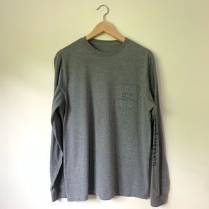 Vintage Whale Graphic Long-Sleeve Pocket Tee